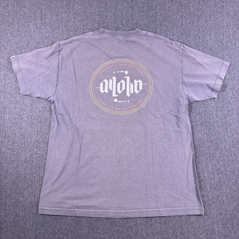 Hawaiian Style Mens Gray Aloha American Flag‎ Logo Graphic T-Shirt Size Large